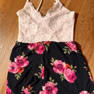 O’Delia Floral Lace Romper XS NWT